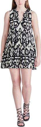 Steve Madden Tropical Breeze Mini Dress Womens Black Ivory Tiered FROG826