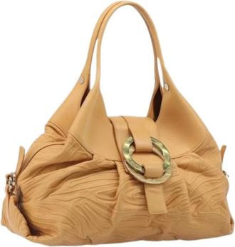 Bulgari Pre-owned Vintage Hand Bag - Dames - Vintage Schoudertas - Beige - ONE Size - Leer - Vintage