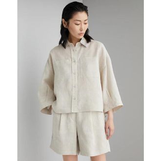 Brunello Cucinelli Natural Linen Oversized Shirt, Size X-Large