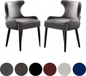 Life Interiors Life Interiors - Juego De 2 Sillas De Comedor De Terciopelo Oxford Lux - Silla Tapizada Para Comedor, Cocina - Gris Oscuro