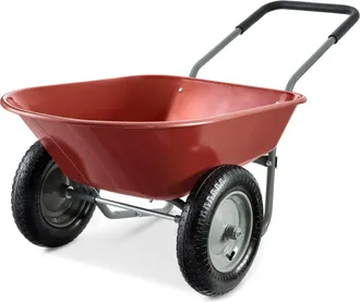 Best Choice Products Dual-Wheel Home Wheelbarrow Yard Garden Cart for Lawn, Construction
