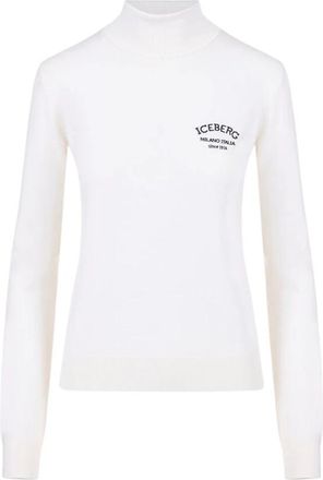 Iceberg Wollen Mock-Neck Trui - Dames - Coltruien - Wit - S - Wol - Truien & Vesten
