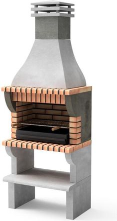 Movelar Barbacoa De Obra Prefabricada De Le&ntilde;a Y Carb&oacute;n Modelo Maipu Xl (gris, Naranja - 86,5 X 58 X 245 Cm) Ref: 3531/3 - Cocina De Exterior Con Parrilla Mell