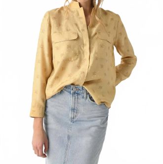 Frame Denim Double Pocket Blouse In Golden Floral