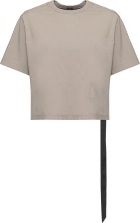 Rick Owens Grey Lace-Trim Cropped Cotton T-Shirt