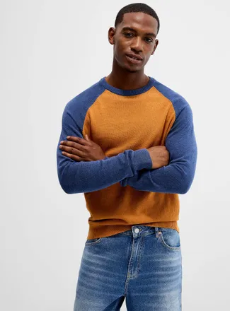 Le 31 Mens Colourblock raglan sweater