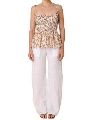 Olivaceous Carina Linen Pant In White