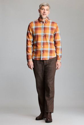 Billy Reid Bold Plaid Tuscumbia Button Down Shirt In Orange