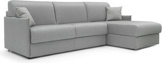 Divani.Store Evans Sof&aacute; Esquinero Convertible En Tela Impermeable 252 Cm Izquierdo (mat. 140x197) Gris