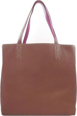 Herm&egrave;s Brown Tosca Taurillon Clemence Leather Tote Bag (Pre-Owned)