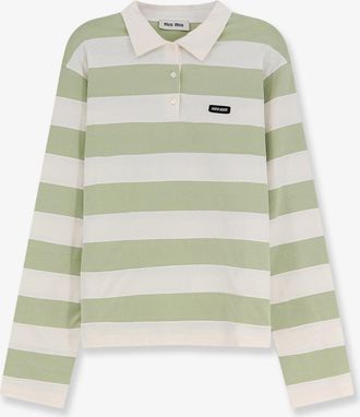 Miu Miu Polo in cotone con motivo a righe - MIU MIU - gender_Woman