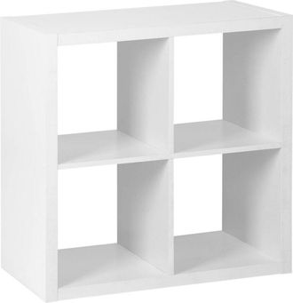 Sweeek 2-level cubic bookshelf with 4 compartments, Basiks, White, 76x39x76 cm