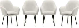 Sweeek Sill&oacute;n borreguito con patas de metal, set de 4, borreguito blanco