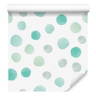 OEM Carta Da Parati Ad Acquerello Con Pois Verdi Per Soggiorno E Camera Da Letto, 50x1000 Cm