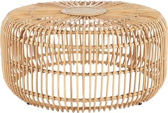 Beliani Beliani - Mesa De Centro De Rat&aacute;n Beige Natural 85 Cm A Mano Interior Exterior Randazzo