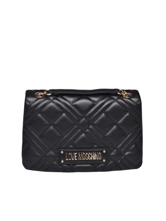 Love Moschino Black Polyurethane Quilted Shoulder Bag