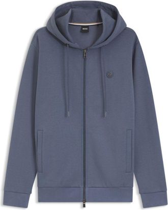 BOSS Cotton-blend zip-up hoodie with Double B monogram