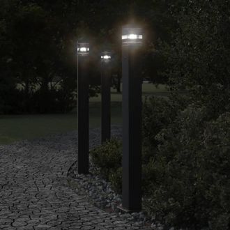 Berkfield Home Outdoor Floor Lamps with Outlet 3pcs Black 110 cm Aluminium