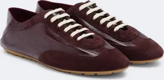 Saint Laurent Lewis suede-trimmed leather sneakers