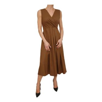 iBlues Wikkeljurk - Dames - Wikkelkleedje - Bruin - XL - Katoen - Kleedjes