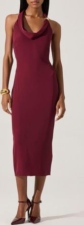 ASTR the Label Alanna Metal Buckle Detail Halter Neck Dress in Wine at Nordstrom, Size X-Small