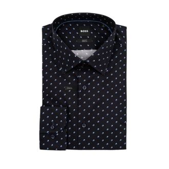 HUGO BOSS Overhemden, Heren, Blauw, M, Katoen, Lange mouwen katoenen overhemd