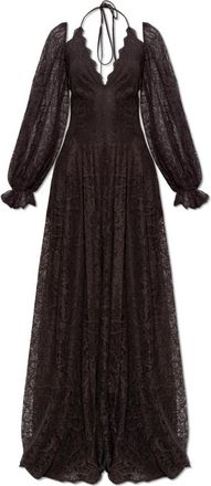 Etro Lange kanten jurk met paisley motief - Dames - Maxi kleedjes - Bruin - XS - Katoen - Kleedjes