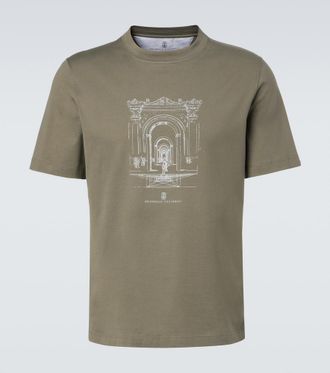 Brunello Cucinelli T-shirt in jersey di cotone con stampa