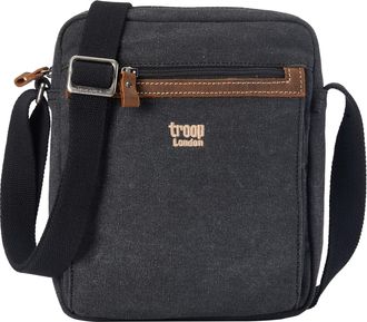 Troop London TRP0218 Classic Canvas Across Body Bag Black Stone Washed