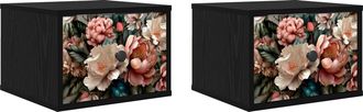 vidaXL Mesita De Noche De Pared Borne 2 Uds. Roble Negro Vidaxl