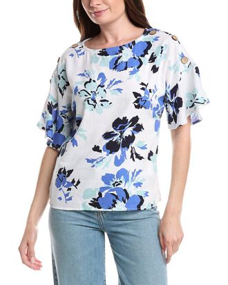 Ellen Tracy Linen-Blend Dolman Top