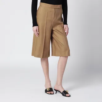 Max Mara Bermuda in lino color sabbia