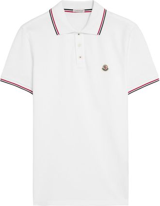 Moncler Logo-appliqu&eacute;d Piqu&eacute; Cotton Polo Shirt - White - Xxxl