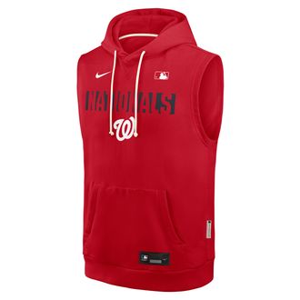 Nike Washington Nationals Authentic Collection Standard Issue Nike Mens Dri-FIT MLB Sleeveless Pullover Hoodie in Red | 03B462QWTL-4T2