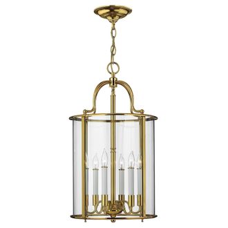 Netlighting Gentry 6 Light Large Ceiling Lantern Pendant Polished Brass E14 in Yellow