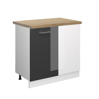 Vicco Armario De Esquina R-line, Antracita Alto Brillo, 86 Cm, Et Roble