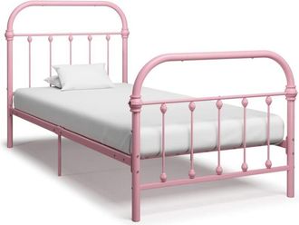 vidaXL Estructura De Cama Sin Colch&oacute;n Metal Rosa 90x200 Cm Vidaxl