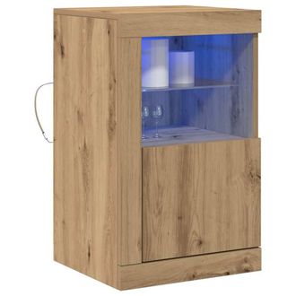 Berkfield Home Side Cabinets with LED Lights 2 pcs Artisan Oak 41x37x67 cm in Brown | Size: 41 x 37 x 67 cm