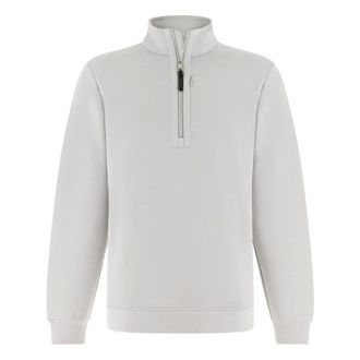 Boggi Milano Hoodies & sweatvesten, Heren, Wit, 2Xl, Katoen, Half Zip Sweatshirt In Lichtgewicht Scuba