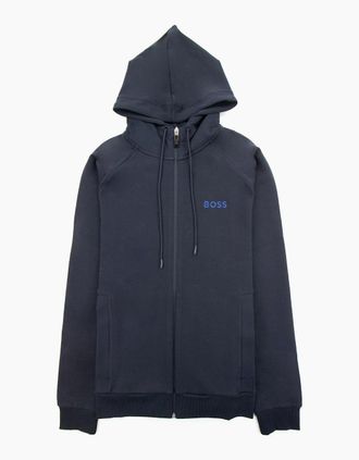 HUGO BOSS Mens Hugo Boss Saggy 1 Embroidered Logo Zip Up Hoodie Navy 402 - Size: 38