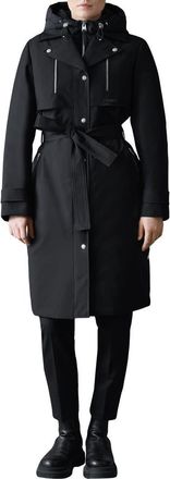 Mackage Siobhan Down Trench Coat with Removable Bib in Black at Nordstrom, Size X-Large