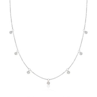 RS Pure by Ross-Simons Bezel-Set Diamond Dangle Necklace in Sterling Silver