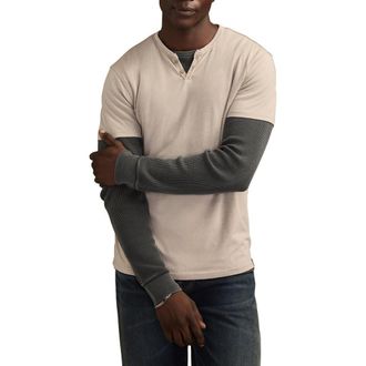 Lucky Brand Venice Button Neck Cotton Blend T-Shirt in London Fog at Nordstrom, Size Xx-Large