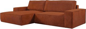 Vente-Unique Sof&aacute; rinconera izquierda de pana terracota AMELIA