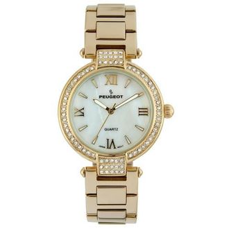 Peugeot T Bar European Crystal Bracelet Watch- 38MM in Gold at Nordstrom