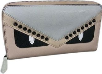 Fendi Light Blue Multi-Color Pink Leather Coin Purse/Coin Case (Pre-Owned)