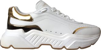 Dolce & Gabbana White Gold DAYMASTER Leren Sneakers Schoenen
