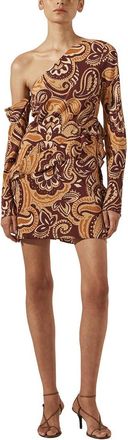 Shona Joy Zahra Silk Asymmetrical Ruffle Mini Dress