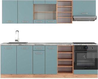 Vicco Mueble De Cocina R-line, Roble Azul-gris-dorado, 240 Cm, Et M&aacute;rmol