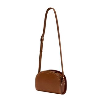 A.P.C. Womens Demi Lune Crossbody Bag Brown Cowhide